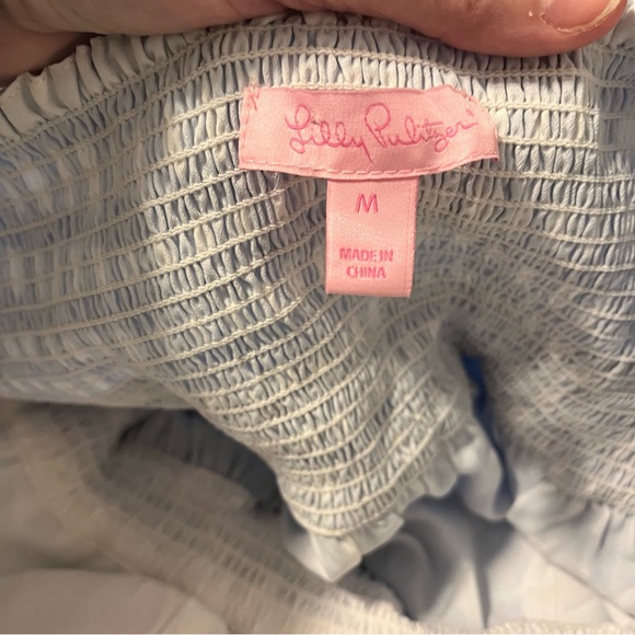 Lilly Pulitzer CAILEE HALTER DRESS Bennet Blue Feelin Beachy White Ruffle M - Picture 5 of 7